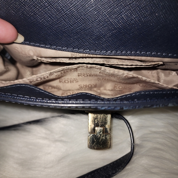 AUTHENTIC MICHAEL KORS crossover purse saffiano leather blue tone - Picture 2 of 16